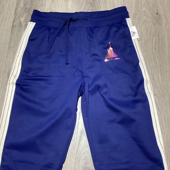 Disney 50th Anniversary Track Jogger Sweatpants Sparkle Blue Cinderella’s Castle - Picture 4 of 12